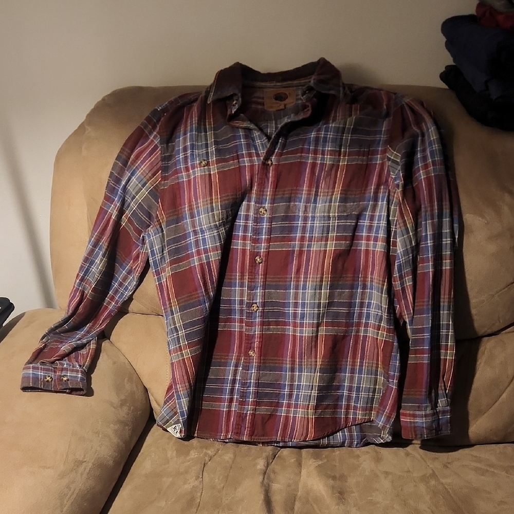 BOSTON TRADERS Men's Plaid Shirt - Red and Blue